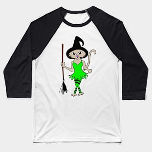 Halloween Witch Cat Baseball T-Shirt